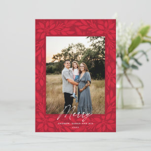 Tarjeta Festiva Diseño de los Navidades de la Poinsettia Roja
