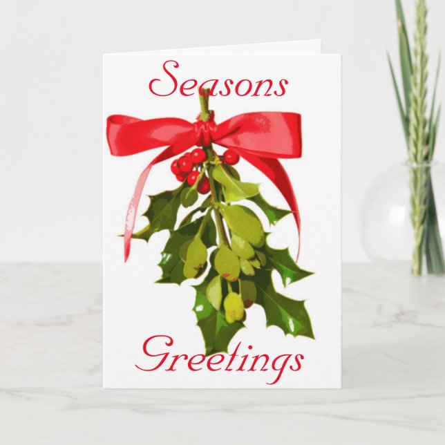 Tarjeta Festiva Diseño de mistletoe de Seasons Greeting (Anverso)