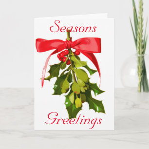 Tarjeta Festiva Diseño de mistletoe de Seasons Greeting