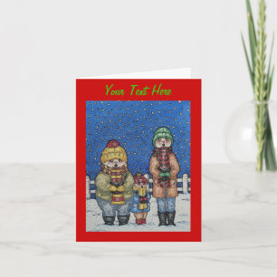 Tarjeta Festiva diseño de navidades de escenas de nieve de cantant