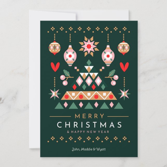 Tarjeta Festiva Diseño de Navidades escandinavos (Anverso)