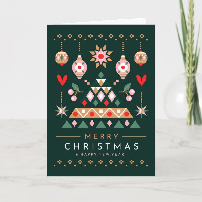 Tarjeta Festiva Diseño de Navidades escandinavos (Anverso)