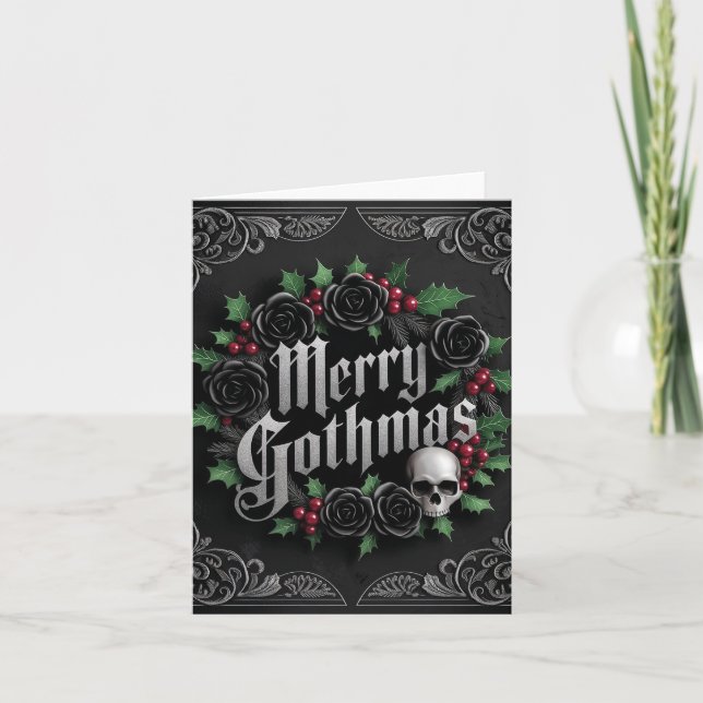 Tarjeta Festiva Diseño de Navidades góticos victorianos - Eleganci (Anverso)