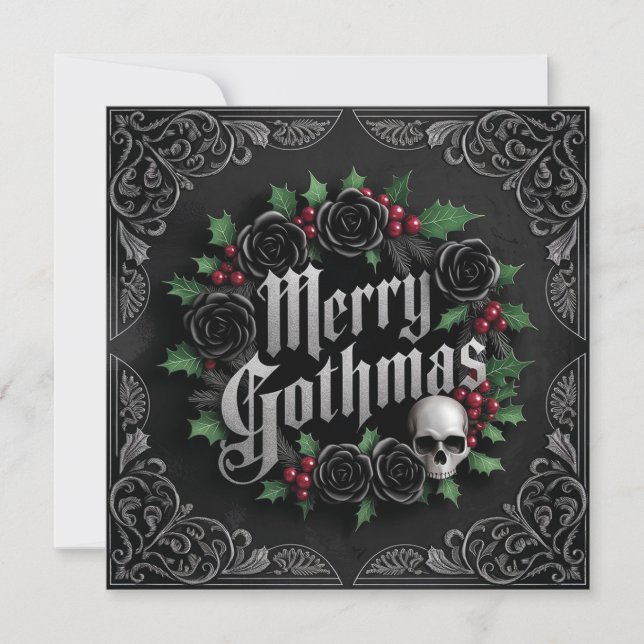 Tarjeta Festiva Diseño de Navidades góticos victorianos - Eleganci (Anverso)