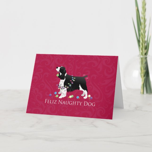Tarjeta Festiva Diseño de Navidades Springer Spaniel (Anverso)
