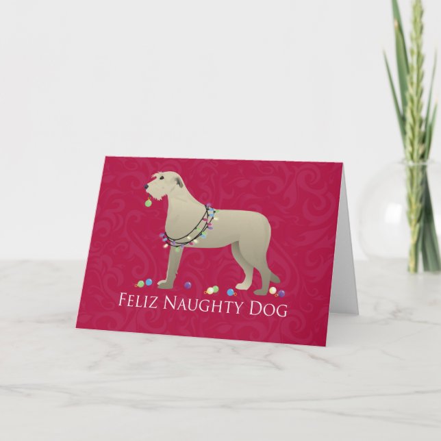Tarjeta Festiva Diseño de Navidades Wolfhound de Irlanda (Anverso)