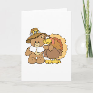 Tarjeta Festiva diseño de oso de peluche de pavo