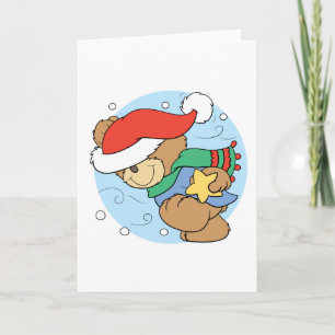 Tarjeta Festiva diseño de oso de peluche para navidades de inviern