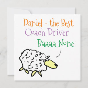 Tarjeta Festiva Diseño de oveja para un conductor de autocar