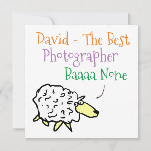 Tarjeta Festiva Diseño de oveja para un fotógrafo