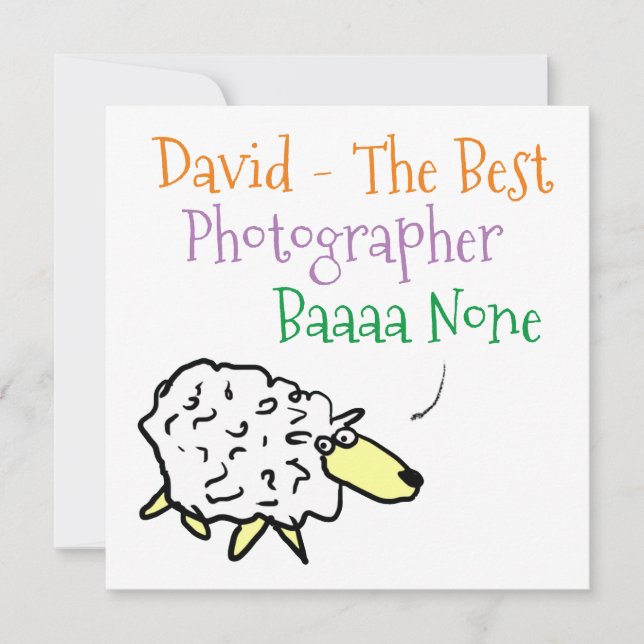 Tarjeta Festiva Diseño de ovejas para fotógrafo (Anverso)