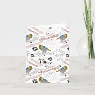 Tarjeta Festiva Diseño de patrón de carbonero dulce y lindo