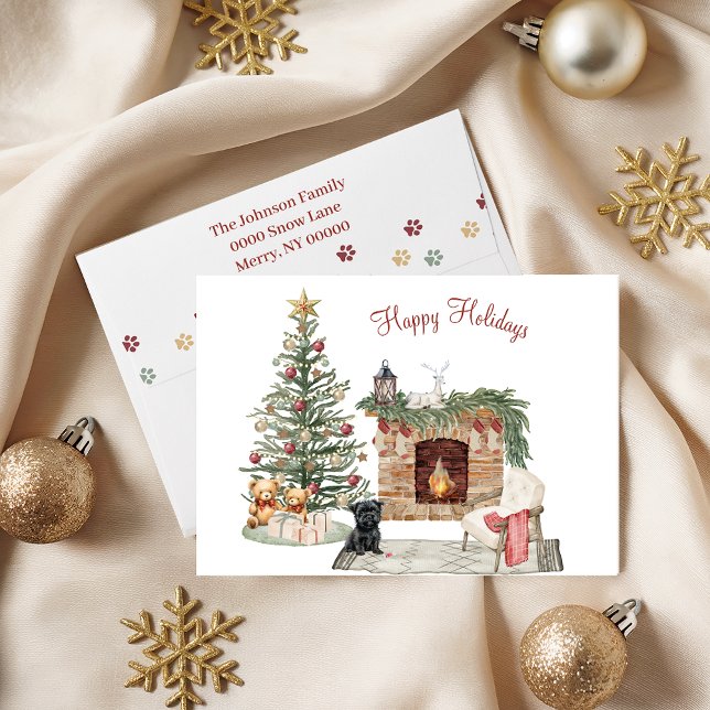 Tarjeta Festiva Diseño de perro de Happy Pawlidays - Affenpinscher (Subido por el creador)