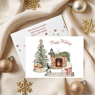 Tarjeta Festiva Diseño de perro de Happy Pawlidays - Boston Terrie