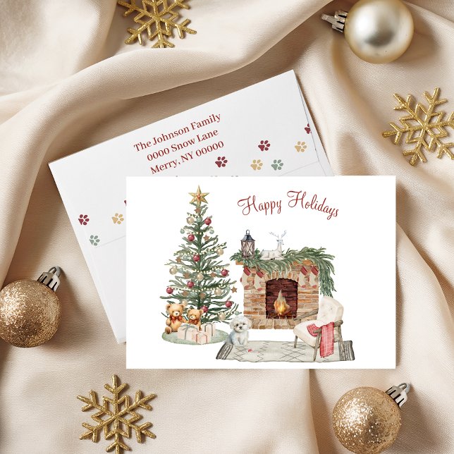 Tarjeta Festiva Diseño de perro de Happy Pawlidays - Maltés (Subido por el creador)