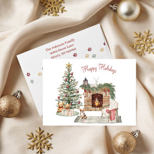 Tarjeta Festiva Diseño de perro de los alegres Pawlidays - Chihuah