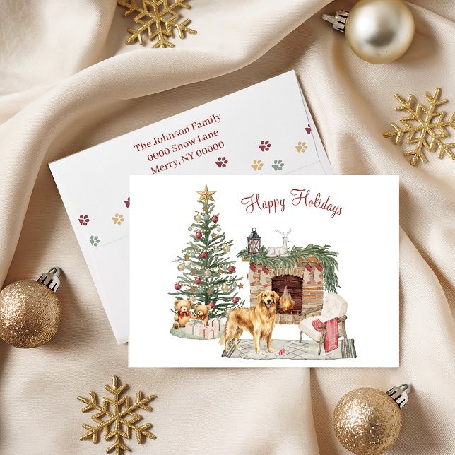 Tarjeta Festiva Diseño de perro de los alegres pawlidays - Golden  (Subido por el creador)