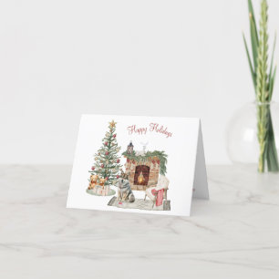 Tarjeta Festiva Diseño de perro de los alegres pawlidays - Husky