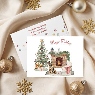 Tarjeta Festiva Diseño de perro de los alegres pawlidays - Pastor