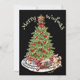 Tarjeta Festiva Diseño de Perro de Madera Woofmas - Chihuahua