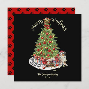 Tarjeta Festiva Diseño de Perro de Merry Woofmas - Pastor Australi