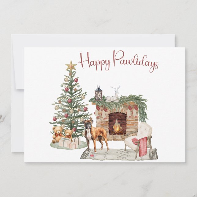 Tarjeta Festiva Diseño de perro feliz de Pawlidays - Boxer (Anverso)