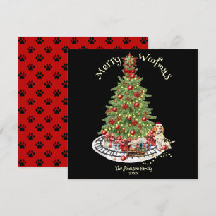 Tarjeta Festiva Diseño de perro Feliz Woofmas - Beagle