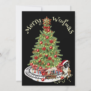 Tarjeta Festiva Diseño de perro Feliz Woofmas - Boxer