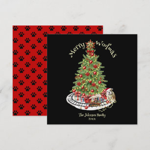 Tarjeta Festiva Diseño de perro Feliz Woofmas - Bulldog inglés