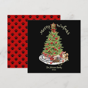 Tarjeta Festiva Diseño de perro Feliz Woofmas - Chihuahua
