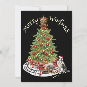 Tarjeta Festiva Diseño de perro Feliz Woofmas - Collie