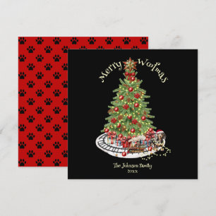 Tarjeta Festiva Diseño de perro Feliz Woofmas - Dachshund