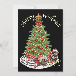 Tarjeta Festiva Diseño de perro Feliz Woofmas - Rottweiler