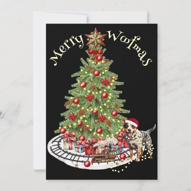 Tarjeta Festiva Diseño de Perro Woofmas de Merry - Ganado de ganad (Anverso)