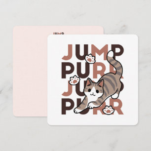 Tarjeta Festiva Diseño de salto de gato lúdico - Grabación de Pun