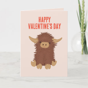 Tarjeta Festiva Diseño de San Valentín de vaca Highland linda y pe