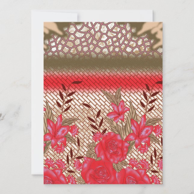 Tarjeta Festiva Diseño de tejidos intrincados con motivos florales (Anverso)