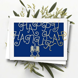 Tarjeta Festiva Diseño de tipografía Feliz Janucá