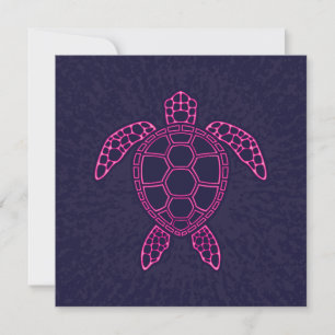 Tarjeta Festiva Diseño de tortuga marina de neón verde