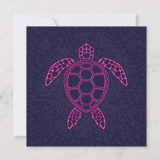 Tarjeta Festiva Diseño de tortuga marina de neón verde