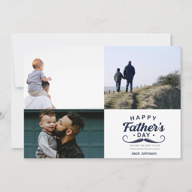 Tarjeta Festiva Diseño de tributo al bigote del Día del Padre feli (Anverso)