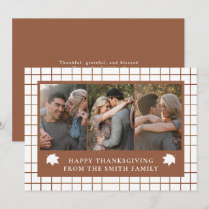 Tarjeta Festiva Diseño de triple foto Otoño Hoja Feliz Día de Acci