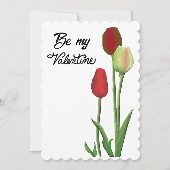 Tarjeta Festiva Diseño de tulipán rojo y amarillo Sé mi Valentín (Anverso)