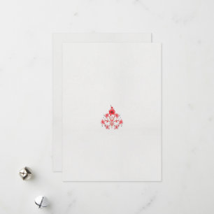 Tarjeta Festiva diseño de una flor roja sobre un fondo blanco