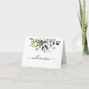 Tarjeta Festiva Diseño de vegetación botánica con apellido