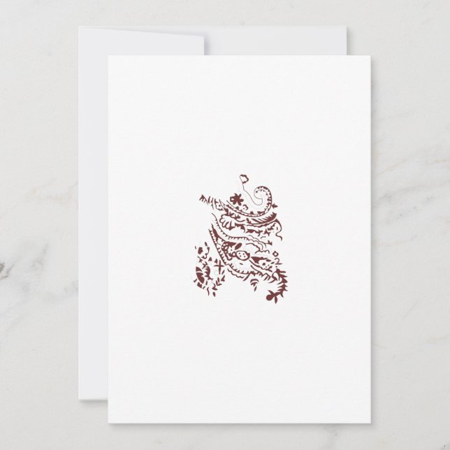 Tarjeta Festiva Diseño decorativo rojo anaranjado (Anverso)