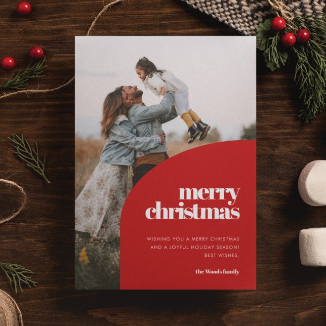 Tarjeta Festiva Diseño del Arco Rojo Retro Fotos navideñas (Subido por el creador)