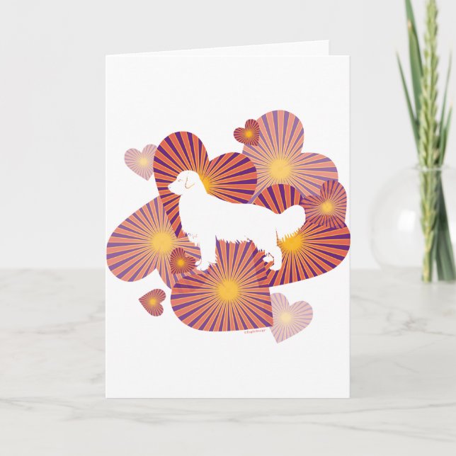 Tarjeta Festiva Diseño del corazón de Golden Retriever (Anverso)