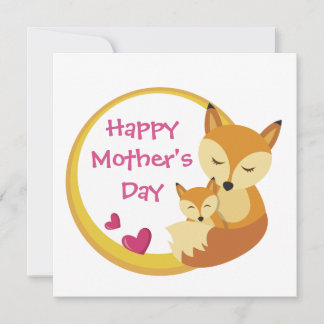Tarjeta Festiva Diseño del Día de la Madre de Fox y Kit