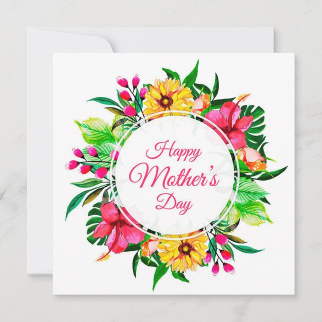 Tarjeta Festiva Diseño del día de madre de la guirnalda de la flor (Anverso)